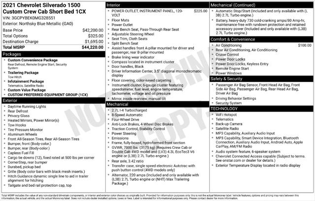 Used 2021 Chevrolet Silverado 1500 Custom For Sale in Muscle Shoals, AL