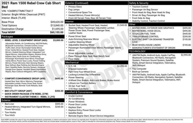 2021 Ram 1500 Rebel Crew Cab 4x4 57 Box