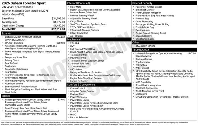 2026 Subaru Forester Sport for sale in Tacoma, WA