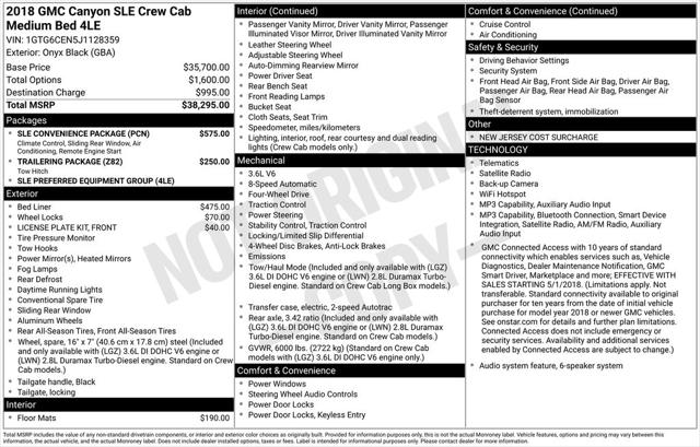 2018 GMC Canyon SLE for sale in Monmouth Junction, NJ