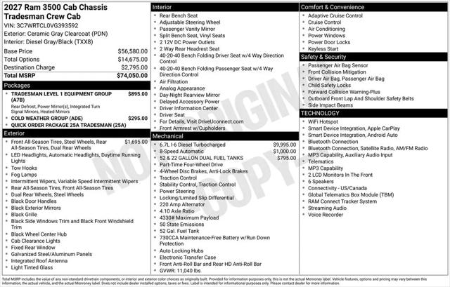 2027 Ram 3500 Chassis Cab Tradesman