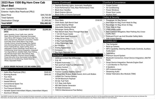 2023 Ram 1500 Big Horn Crew Cab 4x4 57 Box