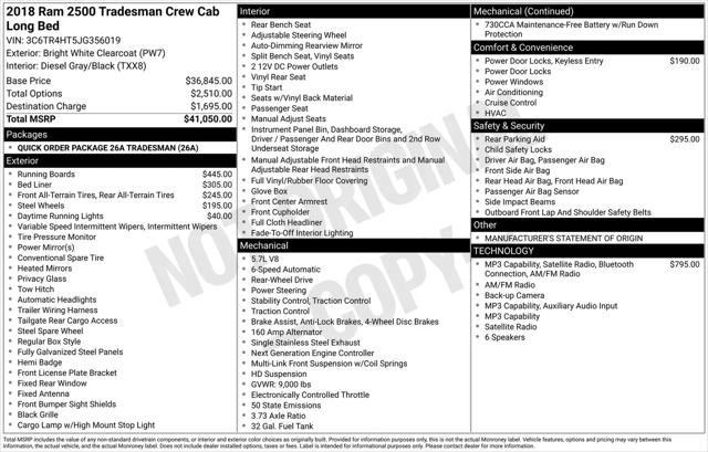 2018 Ram 2500 Tradesman Crew Cab 4x2 8 Box