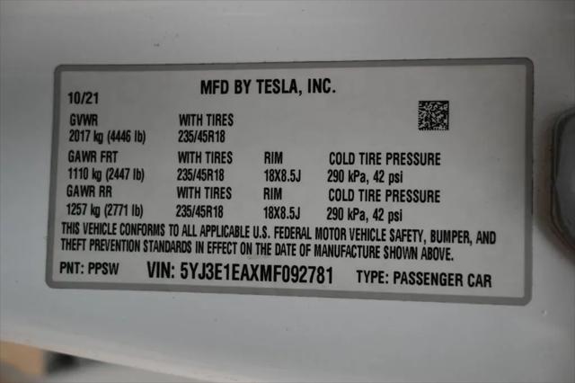 2021 Tesla Model 3 Standard Range Plus Rear-Wheel Drive