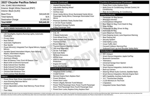 2027 Chrysler Pacifica Select
