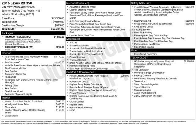 2016 Lexus RX 350 RX 350