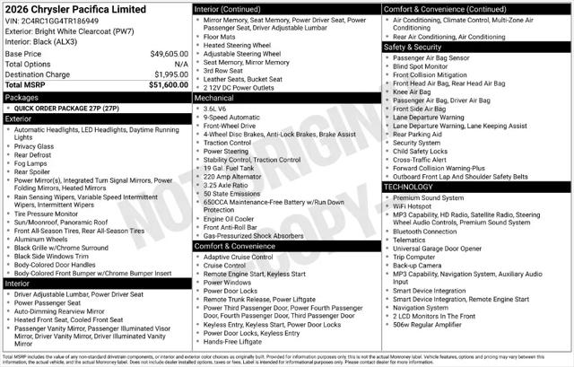 2026 Chrysler Pacifica Limited