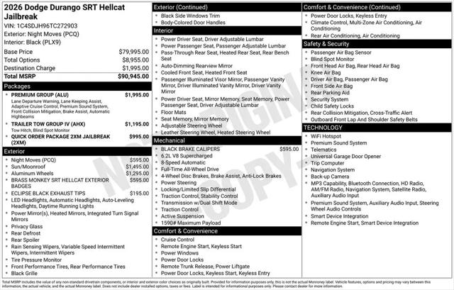 2026 Dodge Durango SRT Hellcat Jailbreak AWD