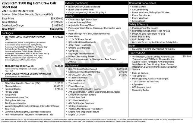 2020 Ram 1500 Big Horn Crew Cab 4x2 57 Box