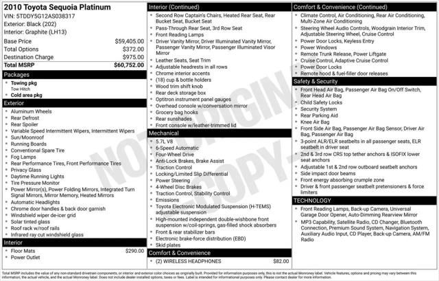 2010 Toyota Sequoia Platinum 5.7L V8 for sale in Greensboro, NC