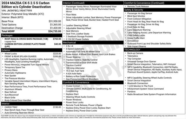 2024 Mazda CX-5 2.5 S Carbon Edition for sale in Clermont, FL