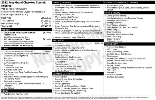 2022 Jeep Grand Cherokee Summit Reserve 4x4 for sale in Fargo, ND