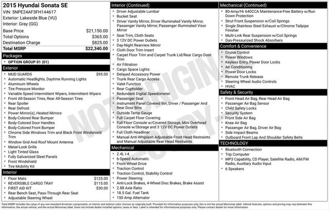 2015 Hyundai Sonata SE 2015 Hyundai Sonata SE