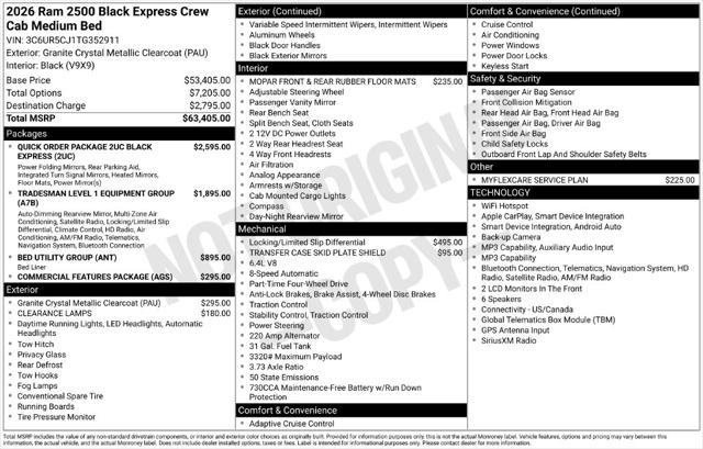 2026 Ram 2500 Black Express Crew Cab 4x4 64 Box