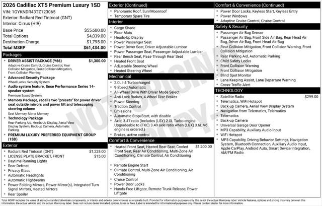 2026 Cadillac XT5 Premium Luxury AWD for sale in Olympia, WA