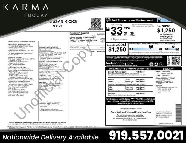 2020 Nissan Kicks S Xtronic CVT for sale in Fuquay Varina, NC