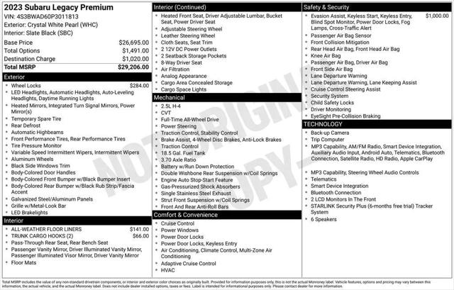 2023 Subaru Legacy Premium for sale in Bedford, OH