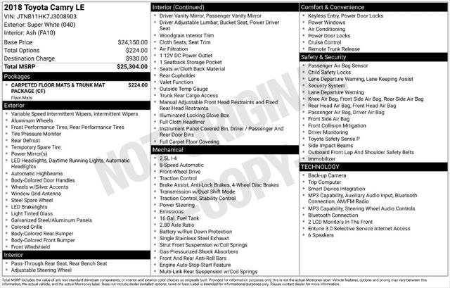 2018 Toyota Camry LE 2018 Toyota Camry LE