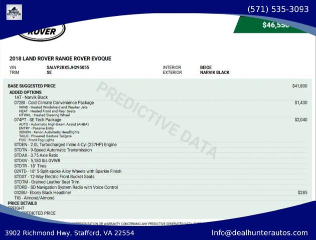 2018 Land Rover Range Rover Evoque SE for sale in Stafford, VA