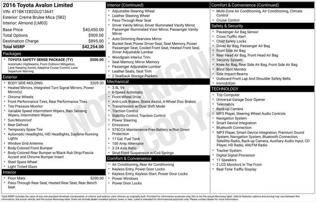 2016 Toyota Avalon Limited for sale in Greensboro, NC