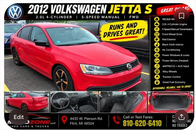 2012 Volkswagen Jetta 2.0L S for sale in Flint, MI