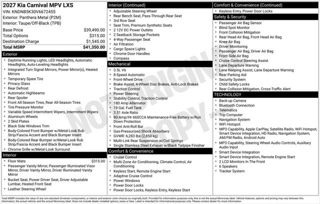 2027 Kia Carnival LXS