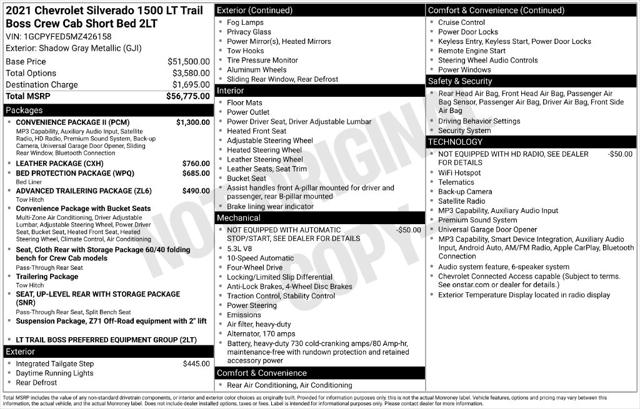 Used 2021 Chevrolet Silverado 1500 4WD Crew Cab Short Bed LT Trail Boss For Sale in Muscle Shoals, AL