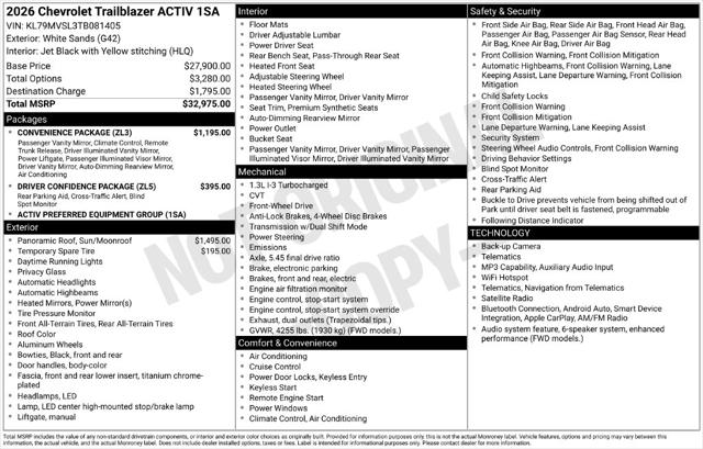 Used 2026 Chevrolet Trailblazer FWD ACTIV For Sale in Muscle Shoals, AL