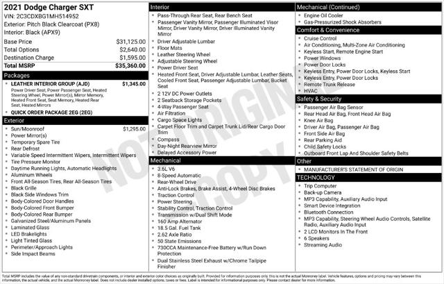 Used 2021 Dodge Charger SXT RWD For Sale in Muscle Shoals, AL