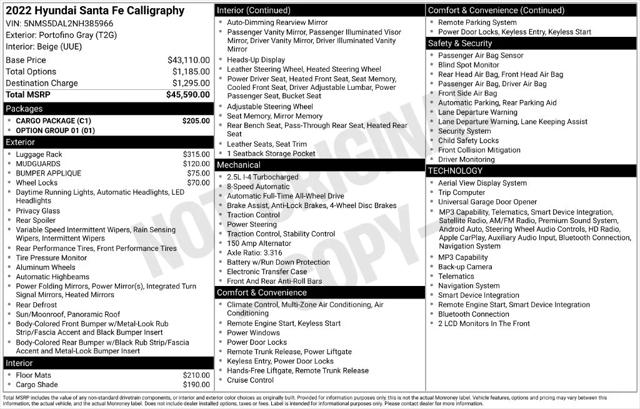 2022 Hyundai Santa Fe Calligraphy 2022 Hyundai Santa Fe Calligraphy
