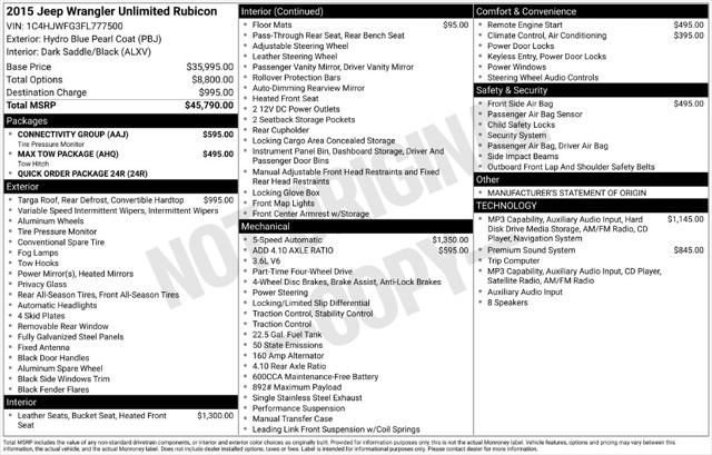 2015 Jeep Wrangler Unlimited Rubicon 2015 Jeep Wrangler Unlimited Rubicon