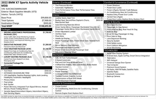 2022 BMW X7 M50i for sale in Roanoke, VA