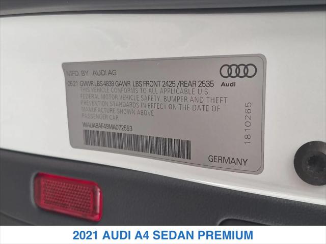 2021 Audi A4 Premium 40 TFSI quattro S tronic