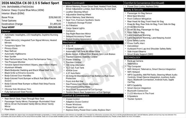 2026 Mazda CX-30 2.5 S Select Sport
