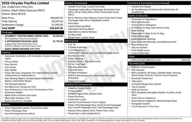 2026 Chrysler Pacifica Limited