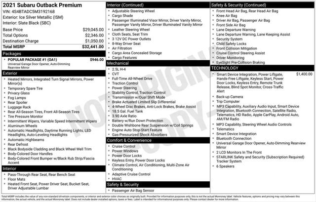 2021 Subaru Outback Premium for sale in Libertyville, IL