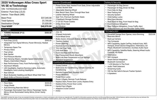 2020 Volkswagen Atlas Cross Sport 3.6L V6 SE w/Technology for sale in Jacksonville, FL