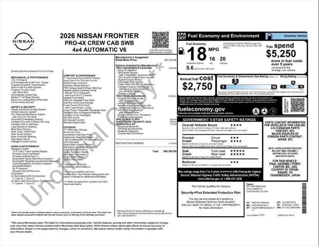 2026 Nissan Frontier Crew Cab PRO-4X 4x4 for sale in Huntsville, AL