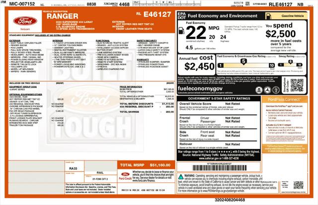 Used 2024 Ford Ranger LARIAT For Sale in Muscle Shoals, AL