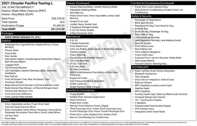 2021 Chrysler Pacifica Touring L
