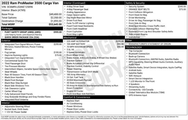 2022 Ram ProMaster Cargo Van High Roof 159 WB EXT