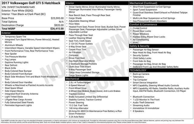 2017 Volkswagen Golf GTI S 4-Door for sale in Jacksonville, FL