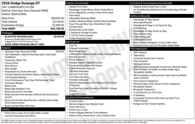 2026 Dodge Durango GT RWD