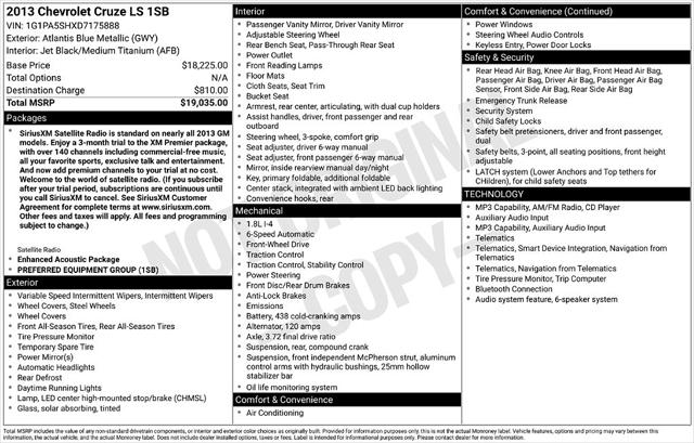 2013 Chevrolet Cruze LS Auto for sale in Dover, DE