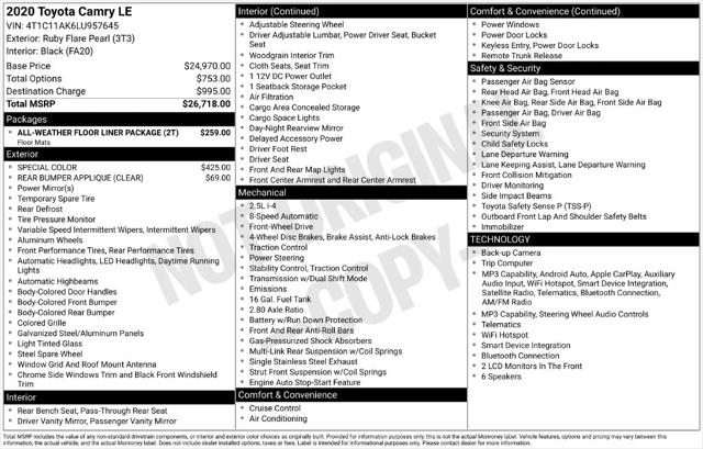 2020 Toyota Camry LE 2020 Toyota Camry LE