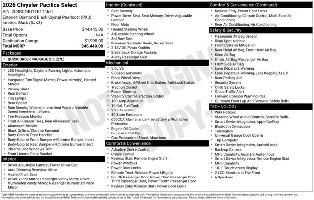 2026 Chrysler Pacifica Select for sale in Auburn, WA