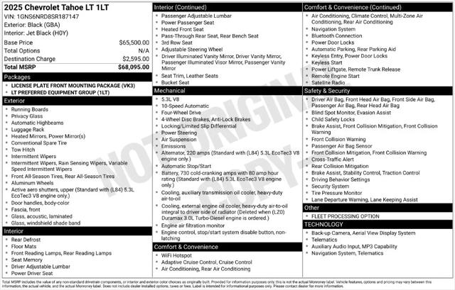 2025 Chevrolet Tahoe 4WD LT 2025 Chevrolet Tahoe 4WD LT