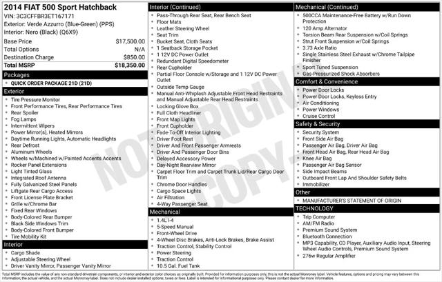 2014 Fiat 500 Sport 2014 Fiat 500 Sport