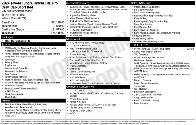 2024 Toyota Tundra Hybrid TRD Pro 4WD 2024 Toyota Tundra Hybrid TRD Pro 4WD