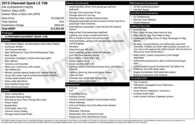 2015 Chevrolet Spark LS CVT for sale in Somersworth, NH